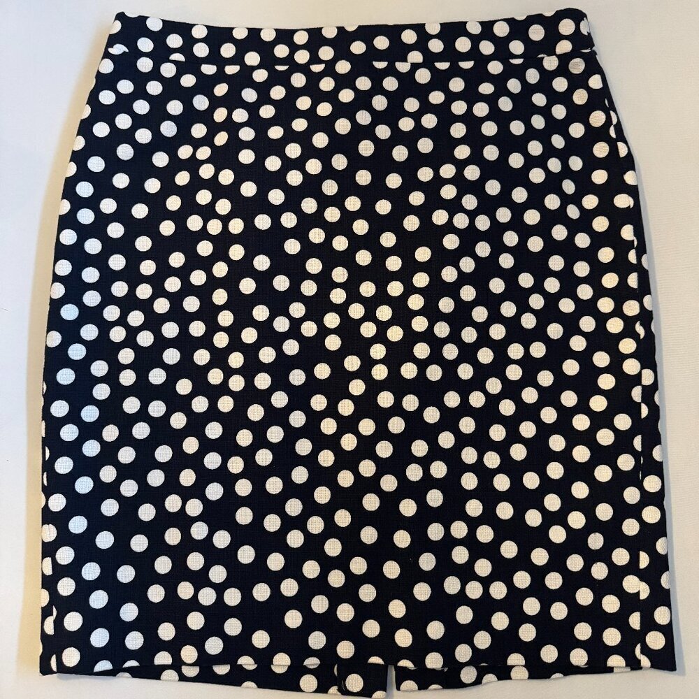 Classic! Brooks Brothers Navy Polka Dot Skirt — Size 10 - Picture 2 of 6